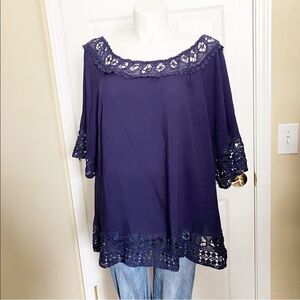 Collette Boho Crochet Off Shoulder Top